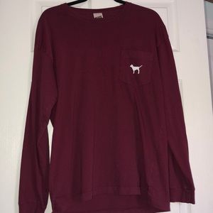 VS Pink long sleeve campus pocket tee